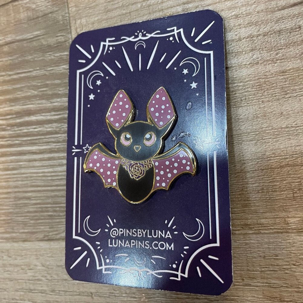 Creepy Cute Polka Dot Bat Enamel Pin